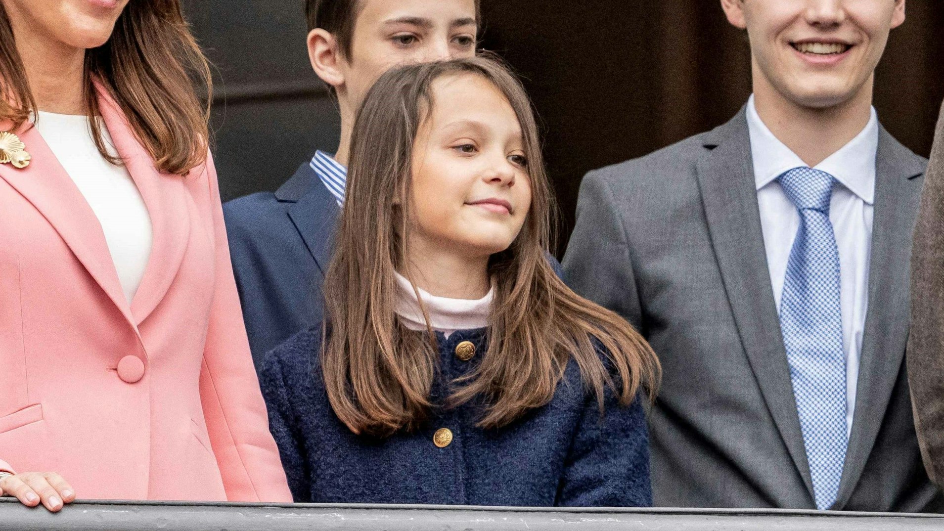 Gräfin Athena mit ihrer Familie am 83. Geburtstag von Königin Margrethe im April 2023.