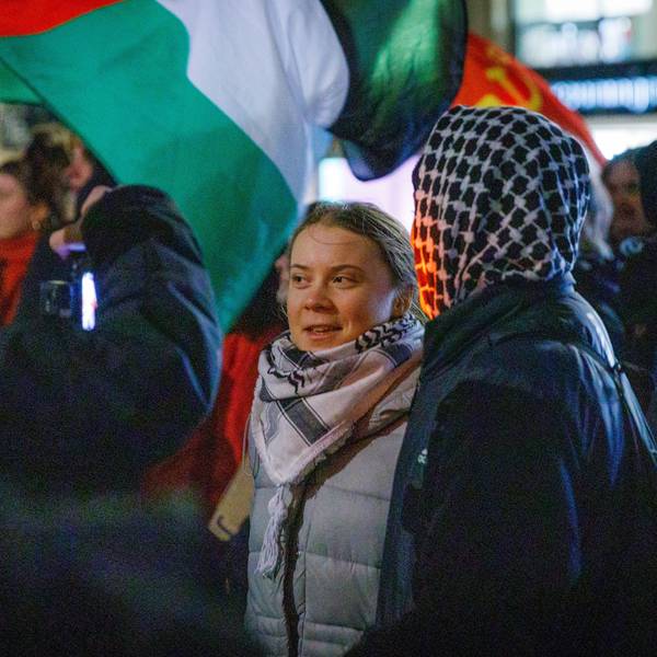 Die schwedische Klimaaktivistin Greta Thunberg nimmt am Mittwochabend (24. Januar) an einer pro-palästinensischen Demonstration in Leipzig teil.