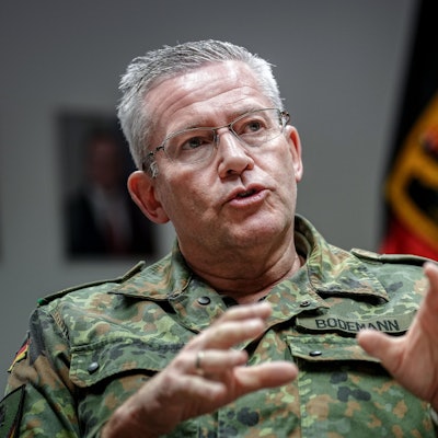 23.01.2024, Berlin: Generalmajor André Bodemann, Befehlshaber des Territorialen Führungskommandos, spricht in einem Interview mit Journalisten der Deutschen Presse-Agentur über den Operationsplan Deutschland ("Oplan")
