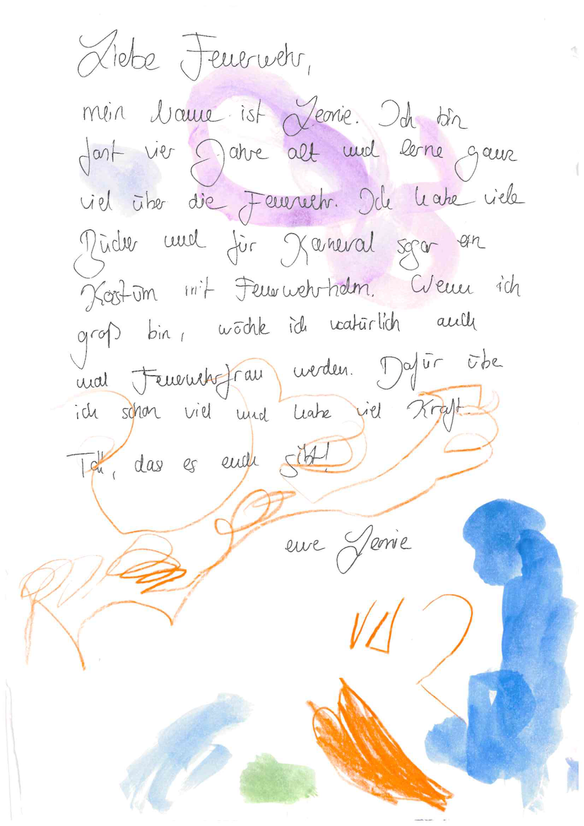 Leonies Brief an die Feuerwehr.