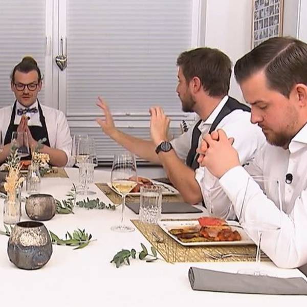 Gastgeber Marc (v.l.), Thomas und David bei „Das perfekte Dinner“ in Bonn.
