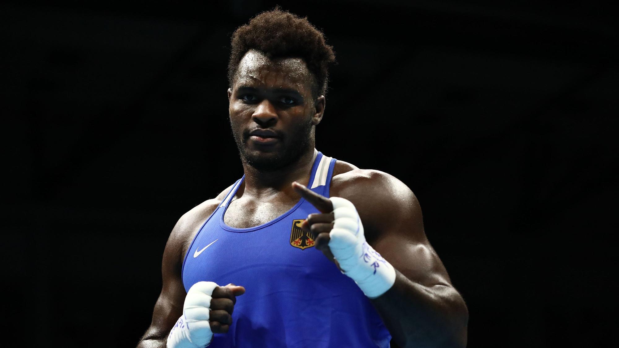 Europaspiele 2023, Boxen, Achtelfinale der Männer +92 kg. Tiafack (Deutschland)