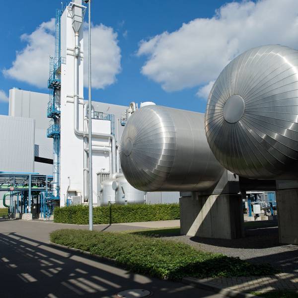 CO2-Aufbereitungsanlage des Vattenfall Kraftwerks mit Co2-Abscheidung in Schwarze Pumpe (Brandenburg).