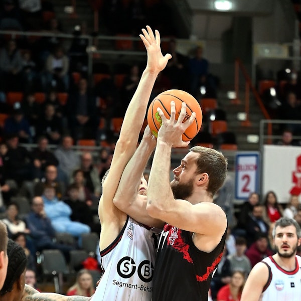 28.01.2024, Basketball-Bayer Giants - Wolmirstedt
rechts: Moritz Hübner (Bayer)
Foto: Uli Herhaus