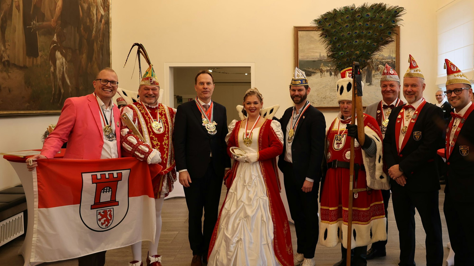Porzer Dreigestirn zu Besuch bei Stephan Keller im Düsseldorfer Rathaus.