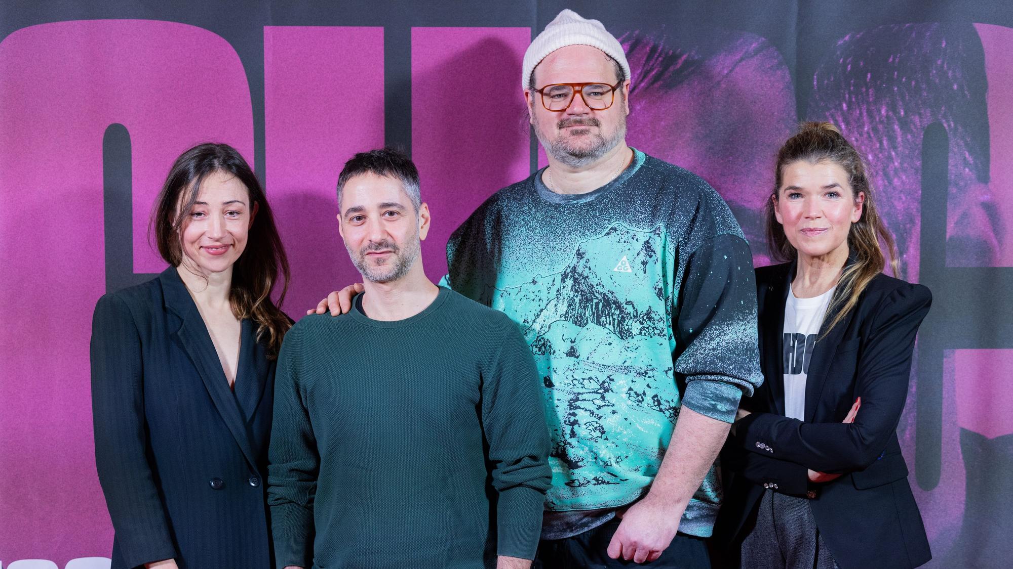 Aenne Schwarz (v.l.), Denis Moschitto, Daniel Rakete Siegel und Anke Engelke bei der Premiere von „Schock“.