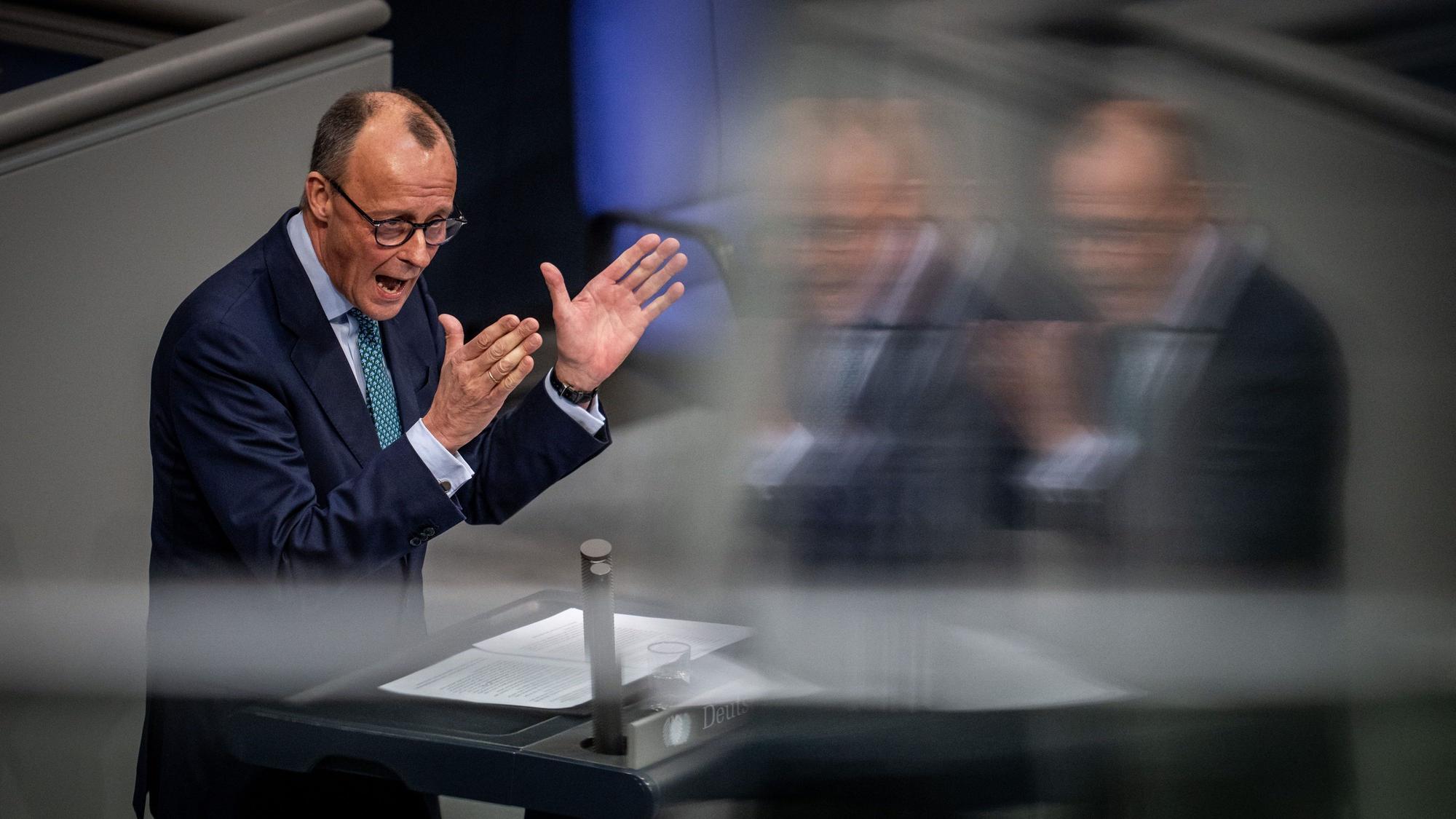 CDU-Chef Friedrich Merz spricht am Mittwoch bei der Generaldebatte im Bundestag.
