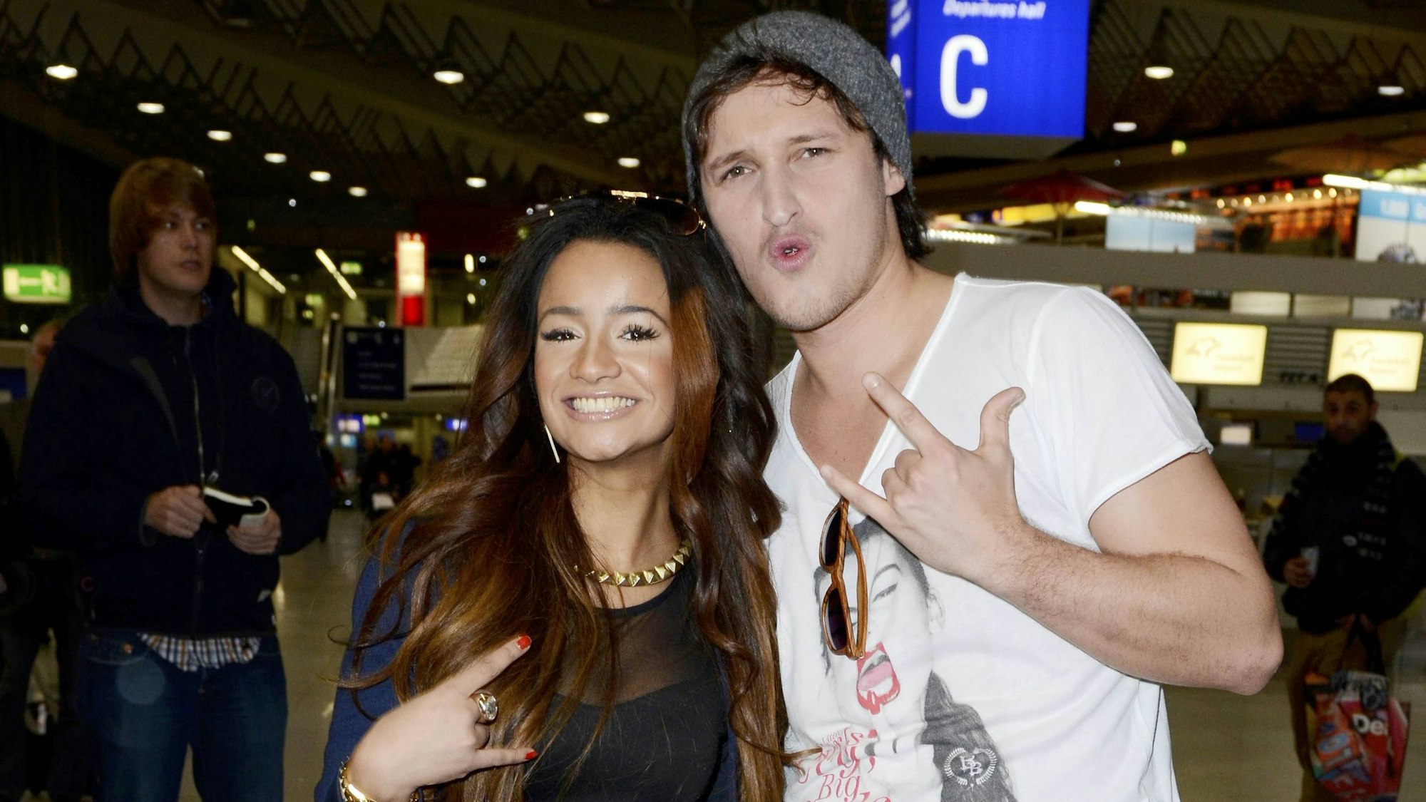 Gabriella „Gabby“ Rinne und Marco Angelini bei der Abreise nach Australien.