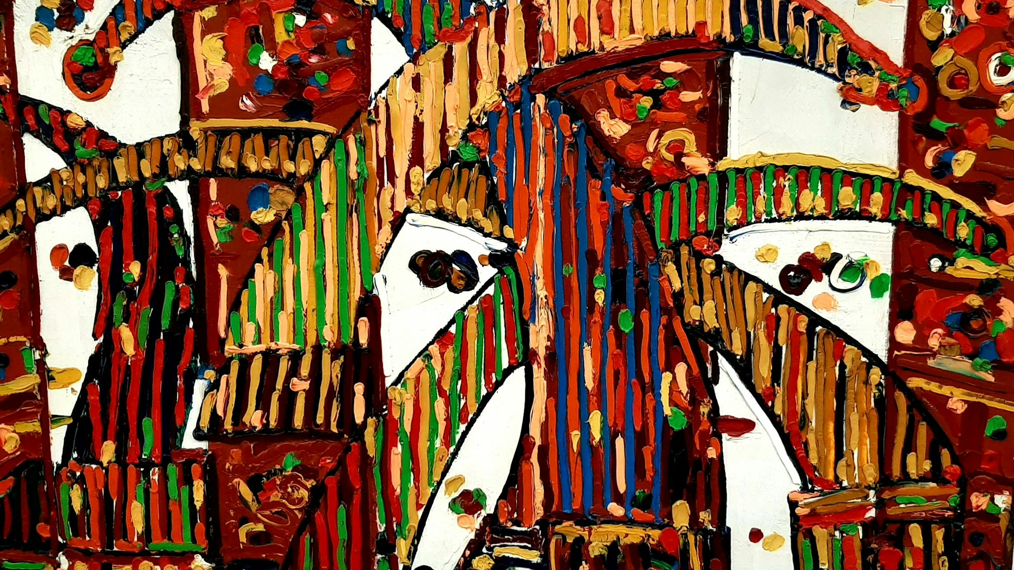 Karl-Karol Chrobok malte Palmenwälder aus Karnevalsmützen.