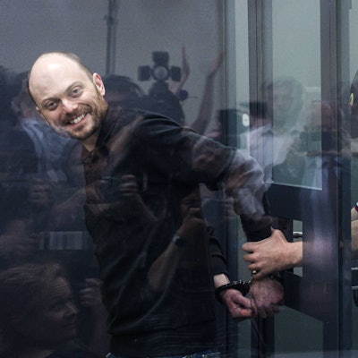 Wladimir Kara-Mursa bei einem Gerichtstermin im Juli 2023. Der Kremlgegner wurde zu 25 Jahren Haft verurteilt. Sein Vergehen: Öffentliche Kritik an Russlands Krieg gegen die Ukraine.