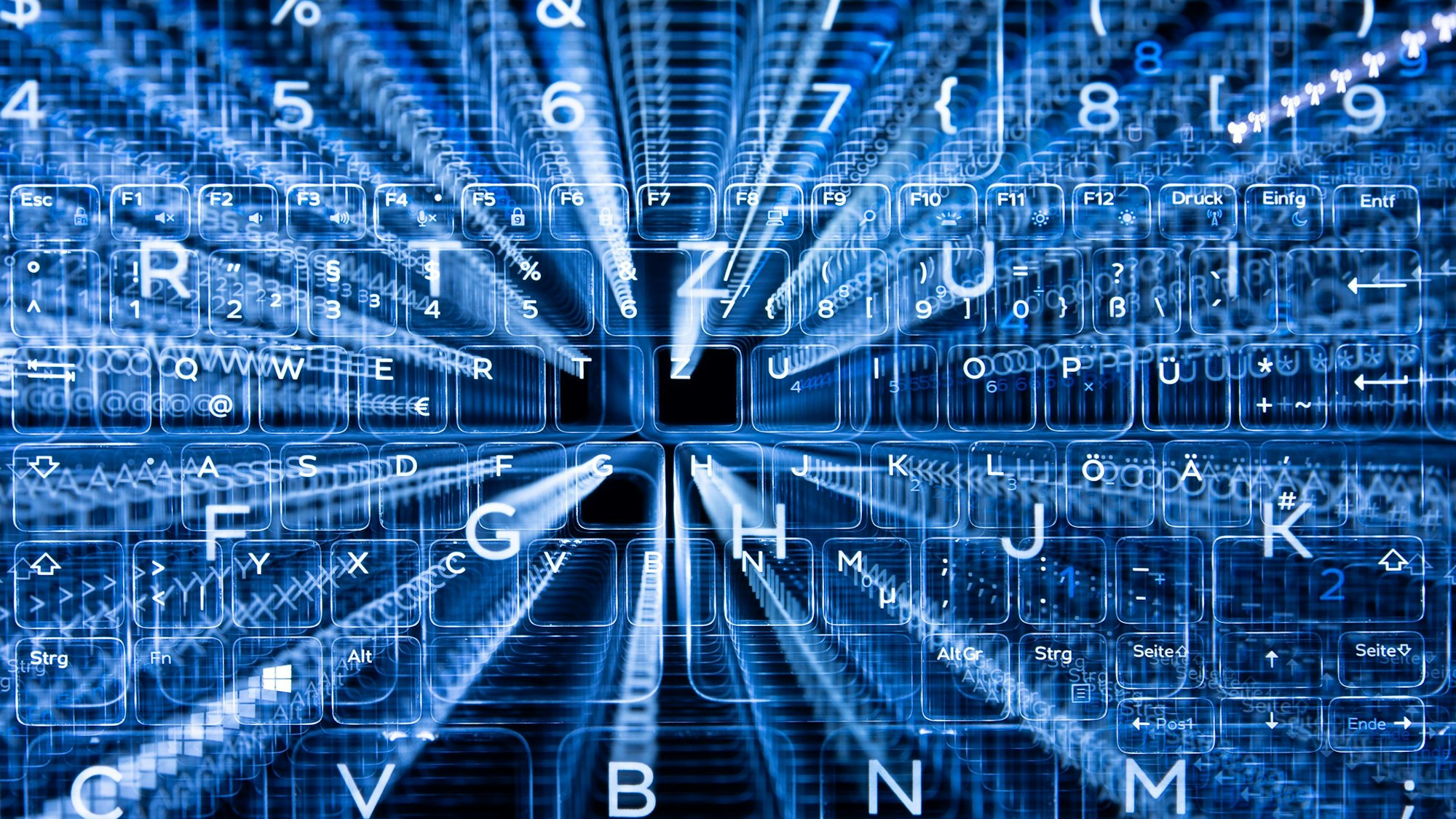 Tasten einer beleuchteten Tastatur.