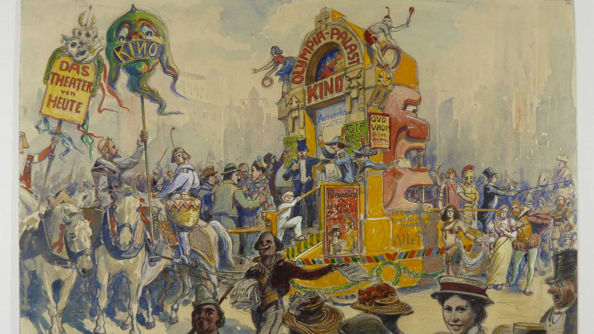 Aquarell-Zeichnung eines Karnevalswagens