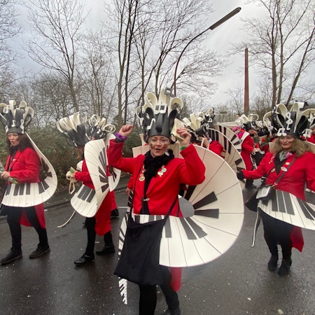 Gruppe im Klavier-Kostüm