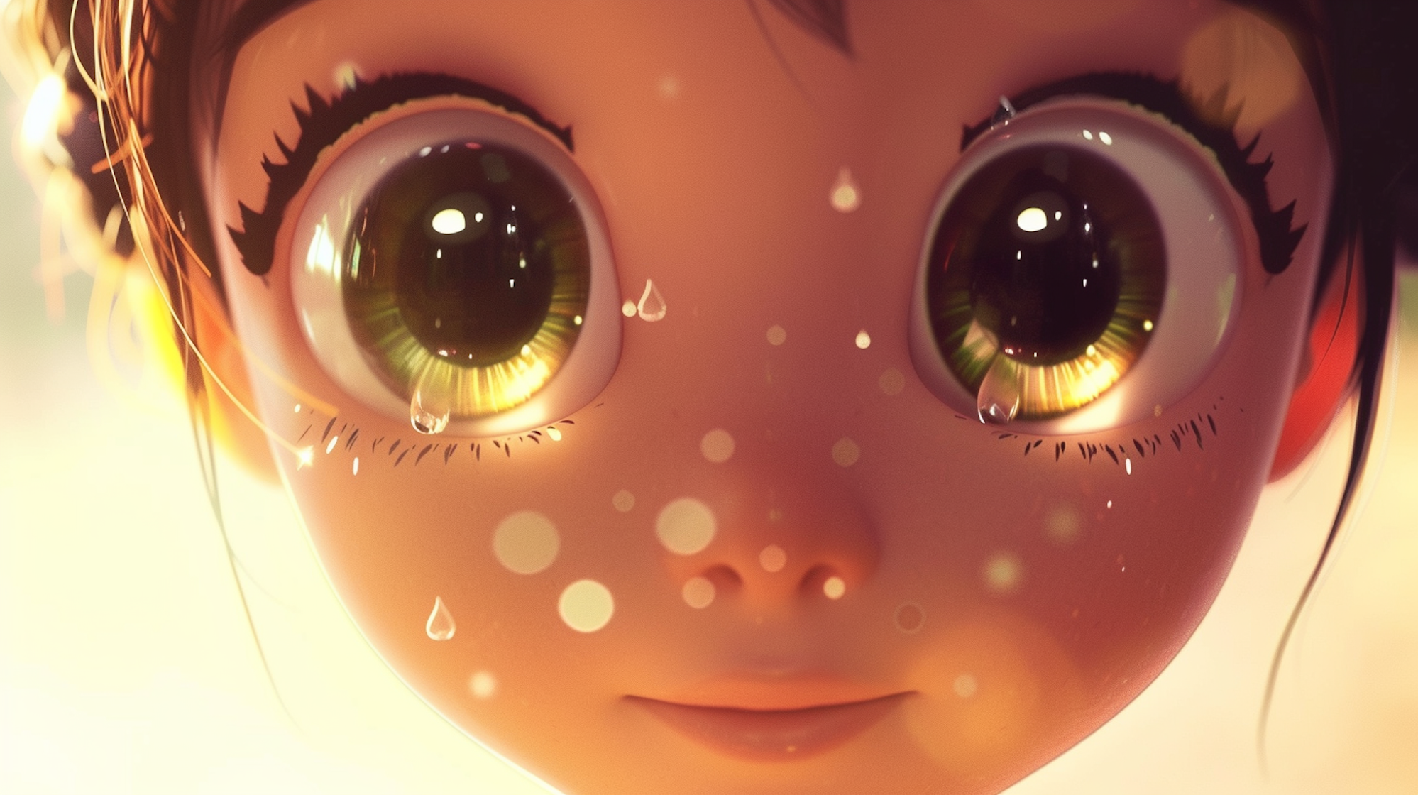 Illustration: Anime-artiges Bild eines Kindes mit großen Augen