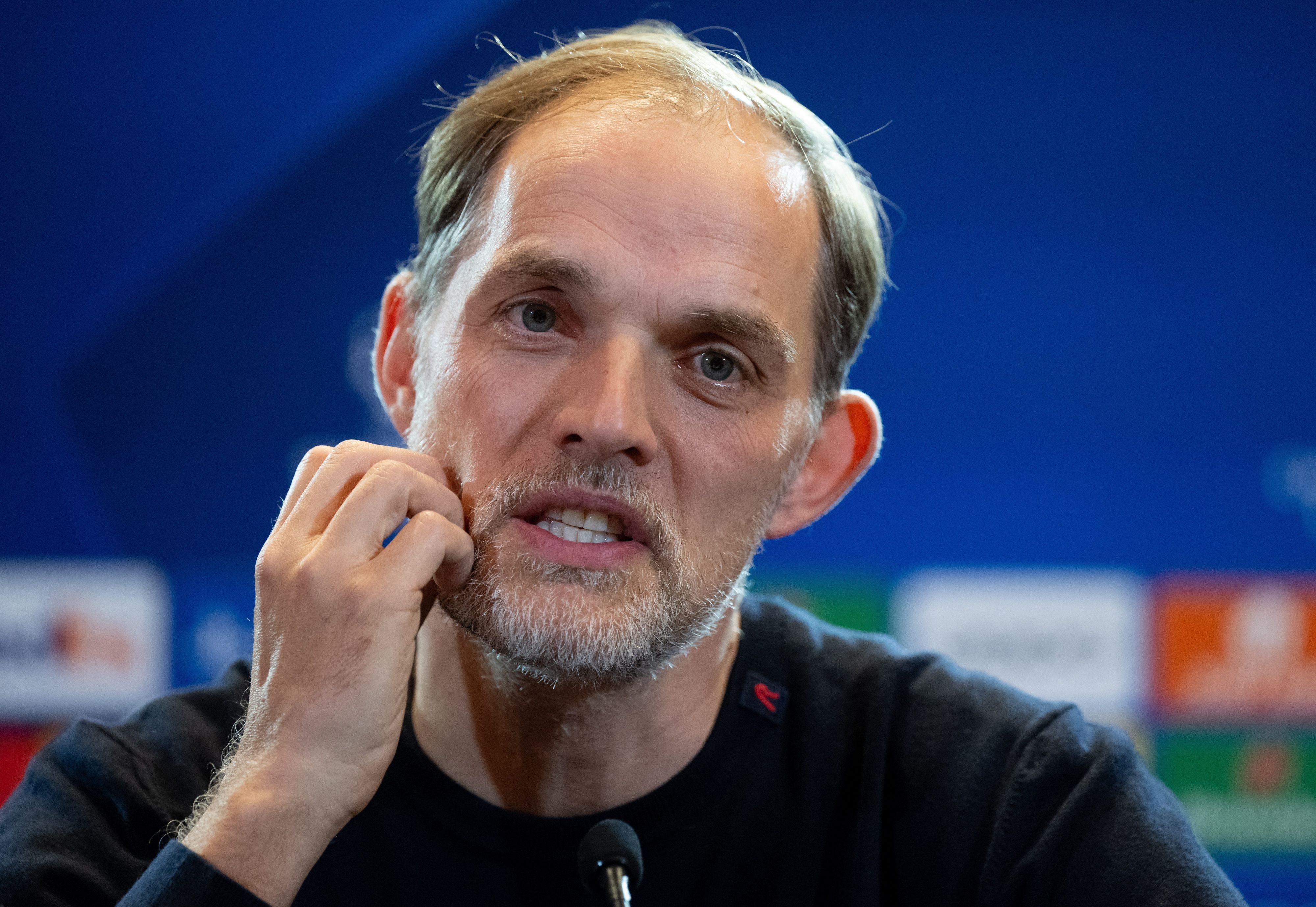 Trainer Thomas Tuchel von München auf dem Podium.