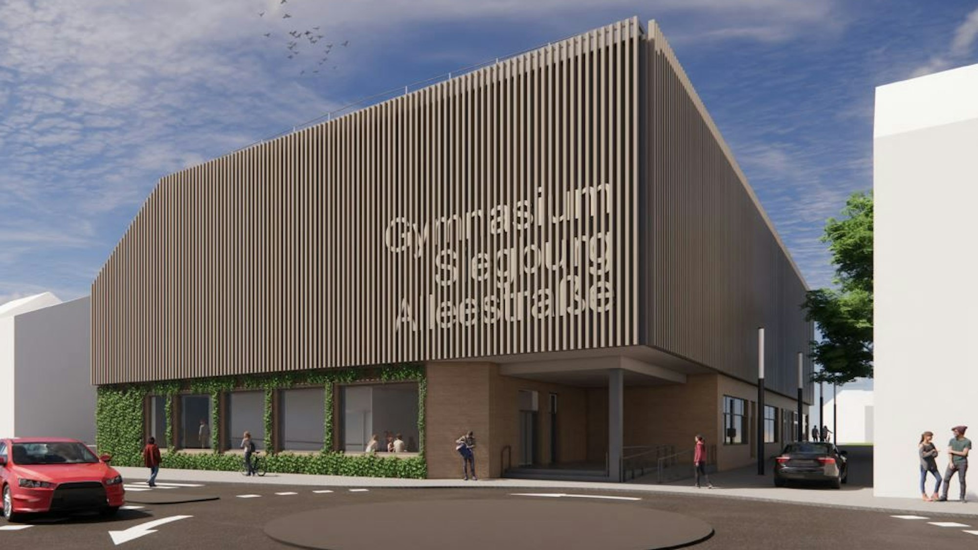 Computeranimation für eine große Turnhalle