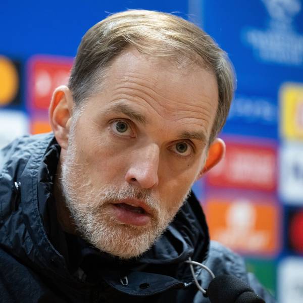 Trainer Thomas Tuchel von München nimmt nach dem Spiel an einer Pressekonferenz teil.