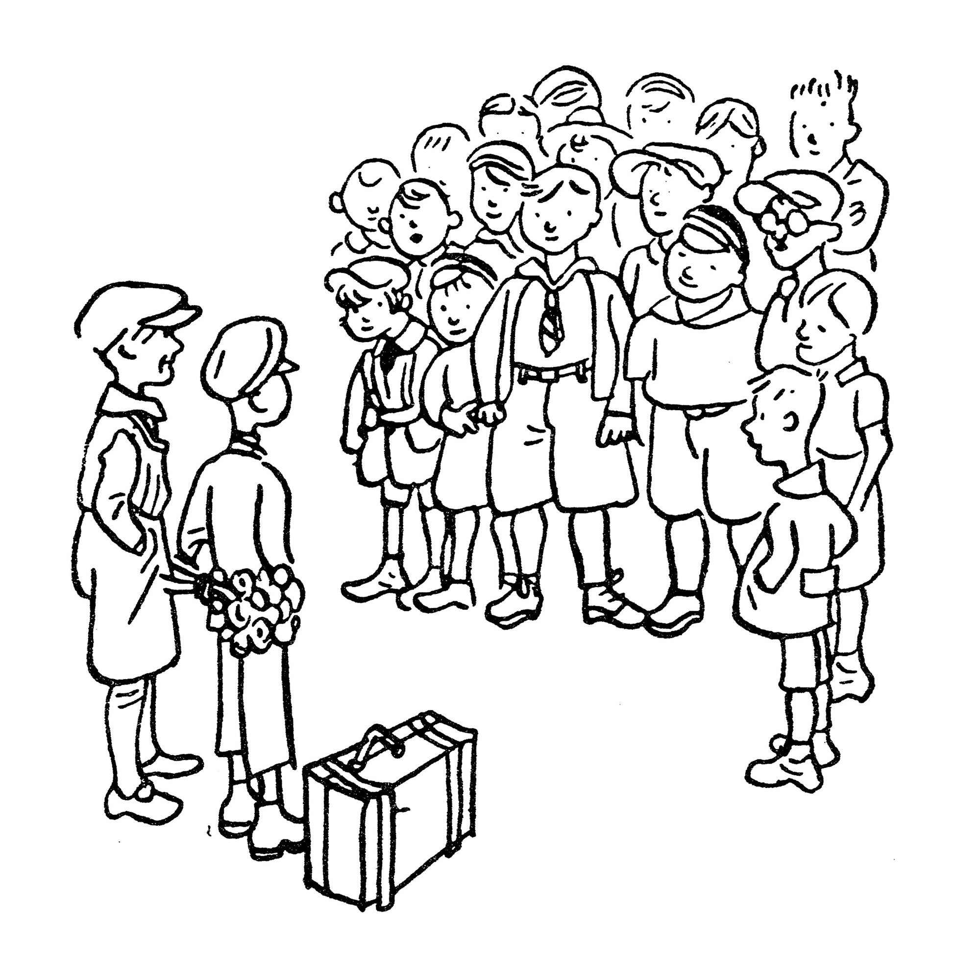 Illustration von Walter Trier aus Erich Kästners Kinderbuch Emil und die Detektive.