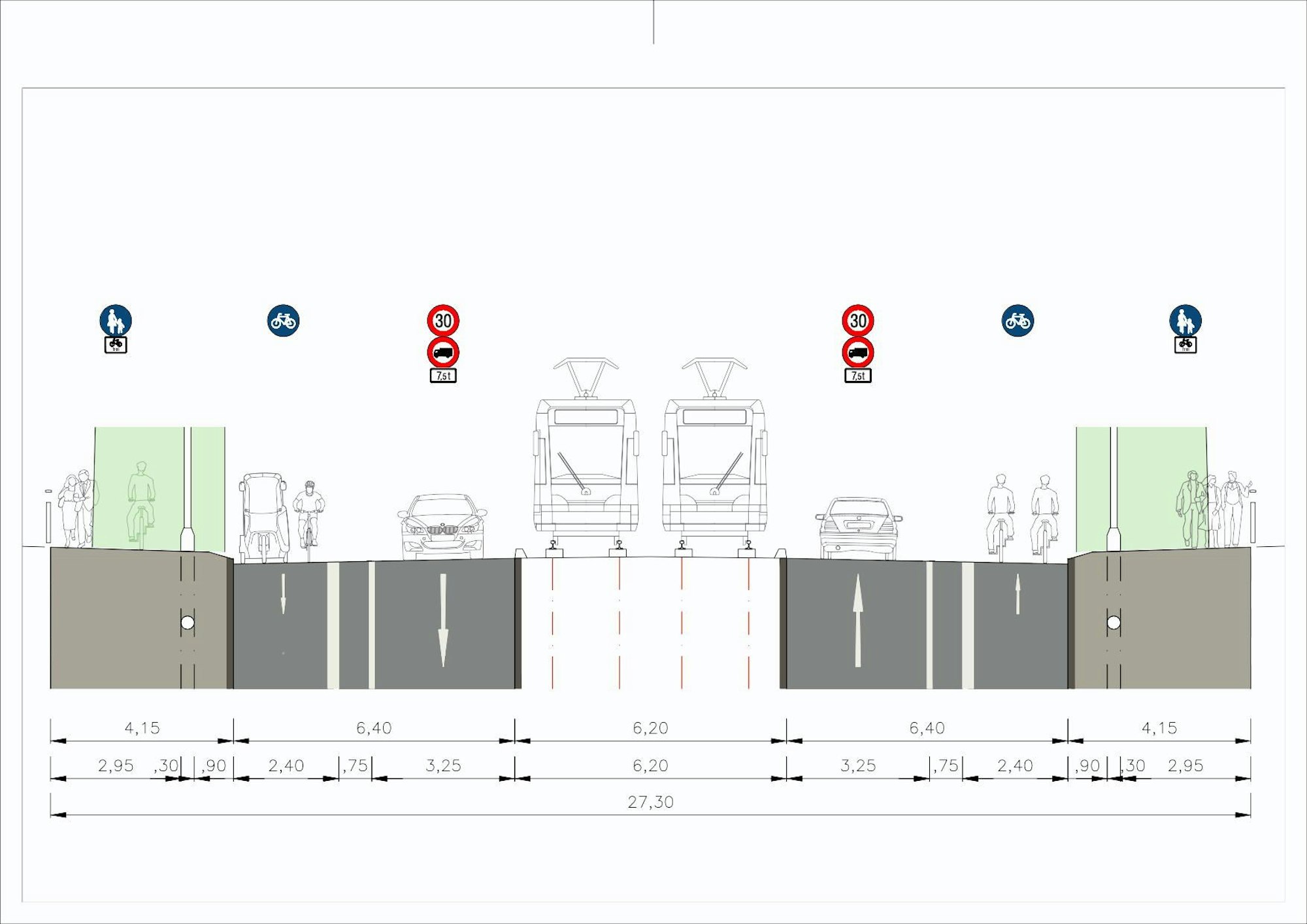 Eine Grafik zeigt einen Querschnitt der Mülheimer Brücke nach dem Konzept der Initiative "Neue Mülheimer Brücke".