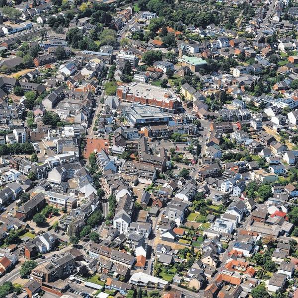 Eine Luftaufnahme der Pulheimer Innenstadt.