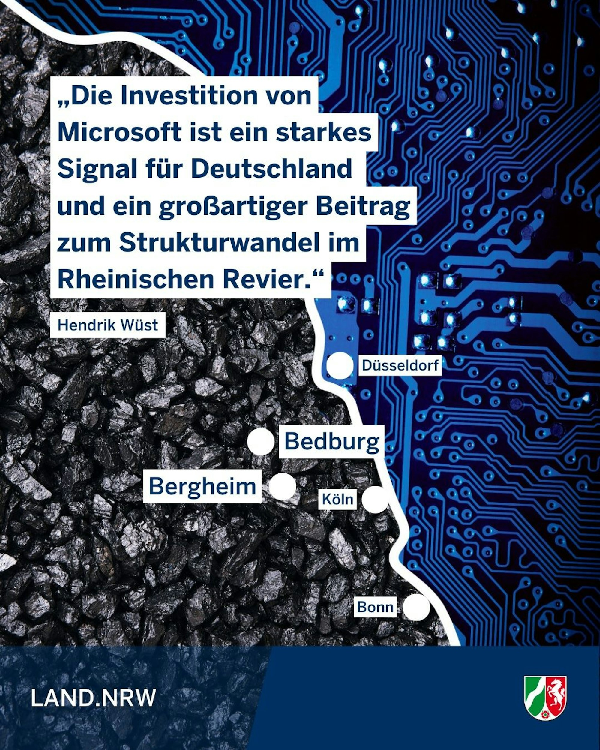 Auf der karte ist zu sehen, dass Bedburg und Bergheim deutlich größer dargestellt werden als Düsseldorf und Köln.