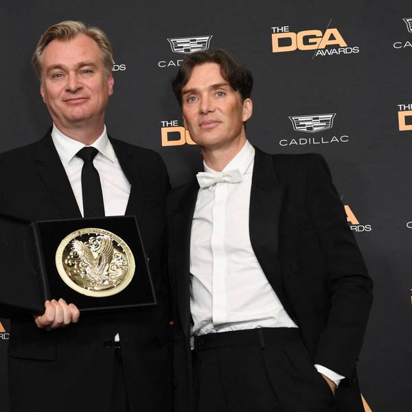 Der Schauspieler Cillian Murphy und Regisseur Christopher Nolan bei den britischen Filmpreisen.