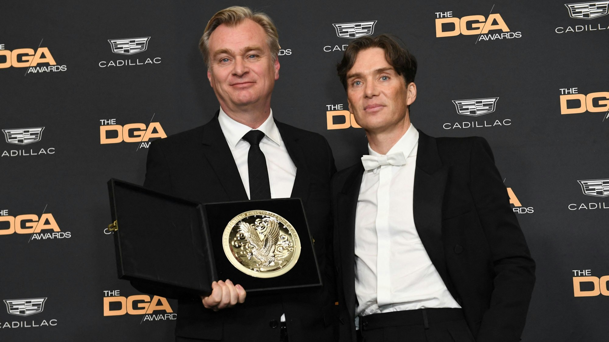 Der Schauspieler Cillian Murphy und Regisseur Christopher Nolan bei den britischen Filmpreisen.