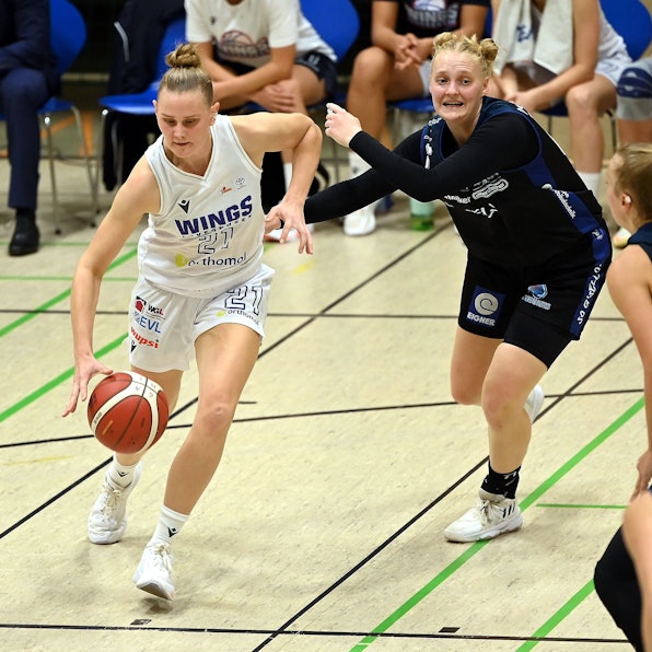 30.09.2023, Basketball-Orthomol Wings Leverkusen- Nördlingen
links: Martha Middeler (Leverkusen)
Foto: Uli Herhaus