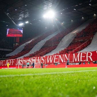 Bundesliga, 1. FC Köln - Werder Bremen, 22. Spieltag, RheinEnergieStadion. Kölner Fans mit Choreo.