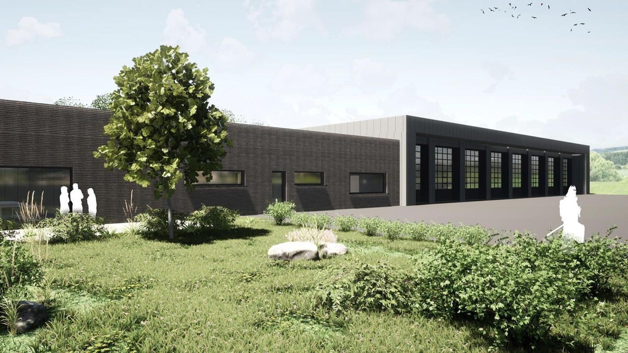Entwurf der Architekten Fabian Thillmann und Bernd Siry vom Koblenzer Büro Thillmann Architekten für das Feuerwehrgerätehaus in Kommern.