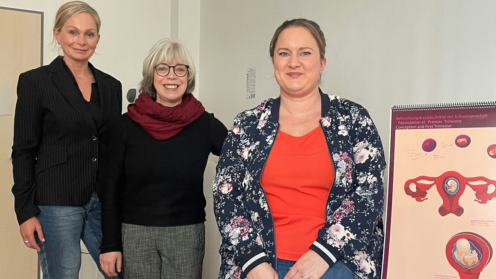 Hebammenambulanz Eitorf
Melanie Baumgart, Hebamme (l.)
Natja Labatzki und Jutta Oehmen vom Träger SKF (v.r.)