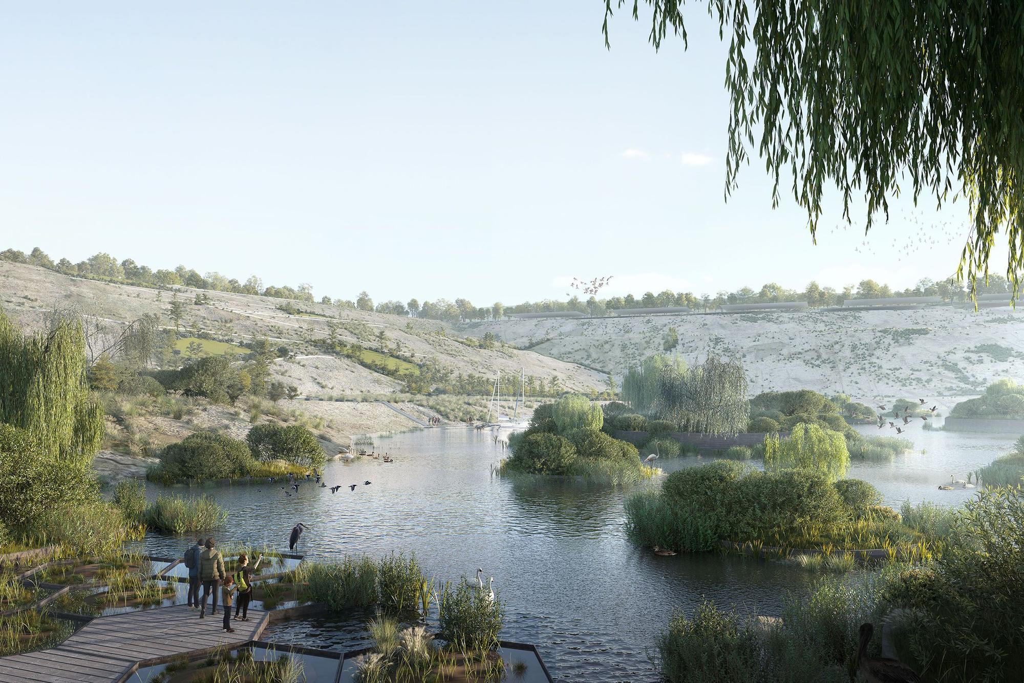 Das Ufer des Hambach Sees im Jahr 2040. Visualisierung