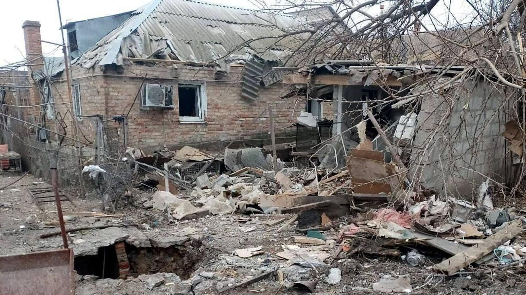 Zerstörtes Haus in Nikopol