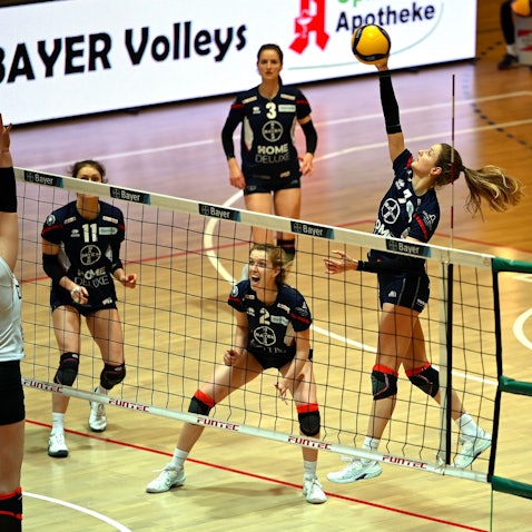 24.02.2024, Volleyball-Bayer - Erfurt
rechts: Lena Rößler (Bayer)
Foto: Uli Herhaus