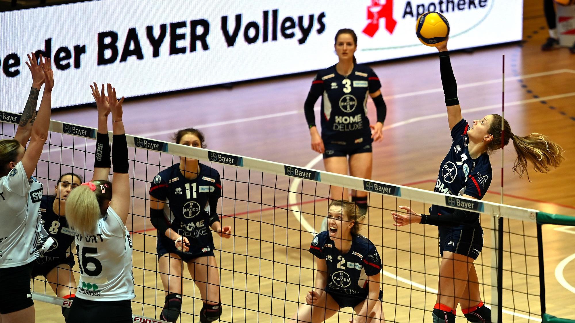 24.02.2024, Volleyball-Bayer - Erfurt
rechts: Lena Rößler (Bayer)
Foto: Uli Herhaus