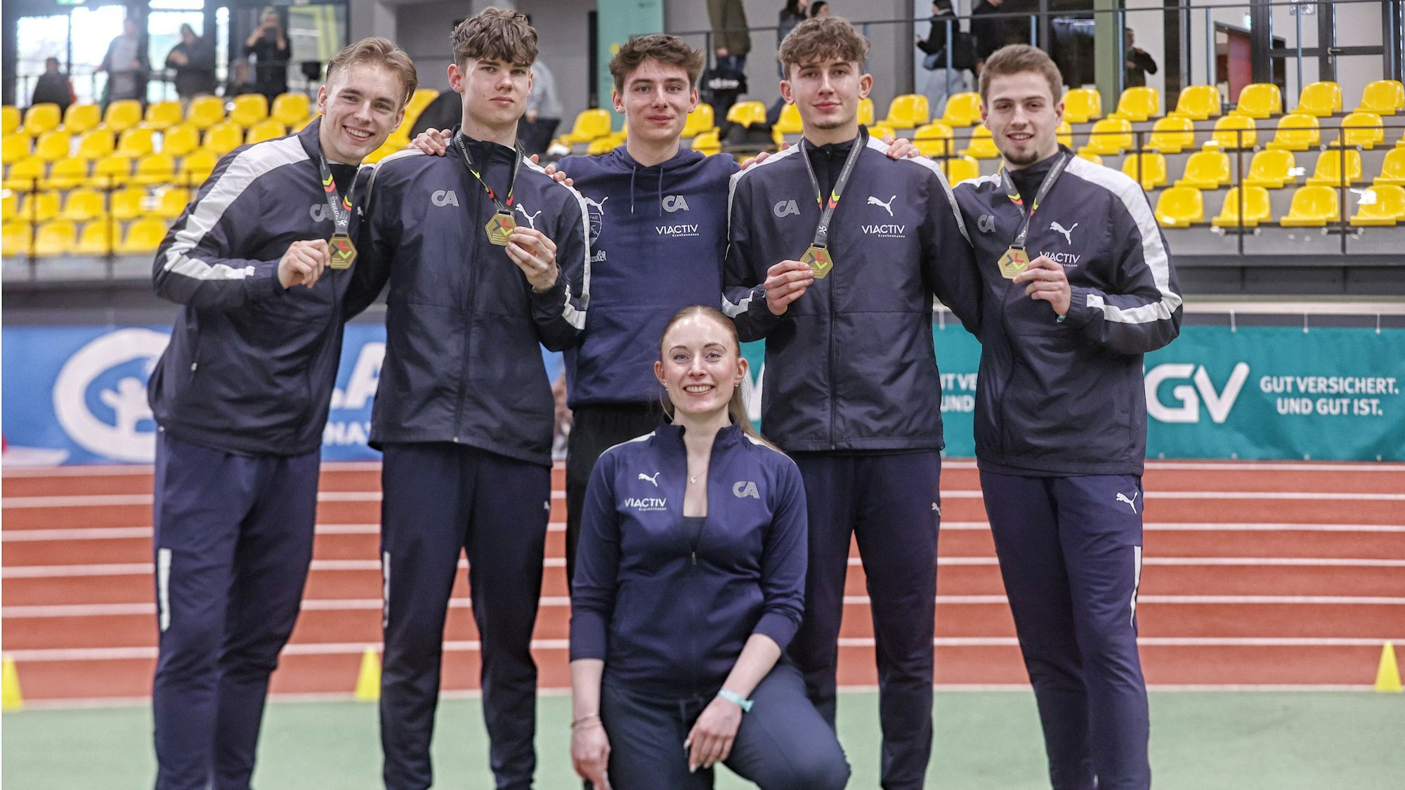 4x200-Meter-Staffel der Cologne Athletics mit Luis Gonzalez-Diaz, Noah Meier, Noah Müller und Timon Dethloff und Ersatzläufer Finn Bredemeier