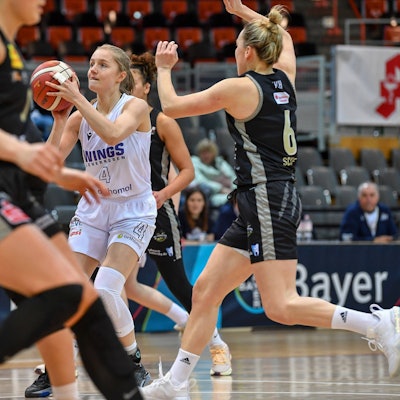 1. Damen Basketball Bundesliga: Orthomol WINGS Leverkusen vs. TK Hannover Luchse, 14.01.2024 Greta Gomann Orthomol WINGS Leverkusen 4, 1. Damen Basketball Bundesliga: Orthomol WINGS Leverkusen vs. TK Hannover Luchse am 14.01.2024 in der Ostermann Arena in Leverkusen Nordrhein-Westfalen *** 1 Womens Basketball Bundesliga Orthomol WINGS Leverkusen vs TK Hannover Luchse, 14 01 2024 Greta Gomann Orthomol WINGS Leverkusen 4 , 1 Womens Basketball Bundesliga Orthomol WINGS Leverkusen vs TK Hannover Luchse on 14 01 2024 at the Ostermann Arena in Leverkusen North Rhine-Westphalia Copyright: xBEAUTIFULxSPORTS/Mueller-Laschetx