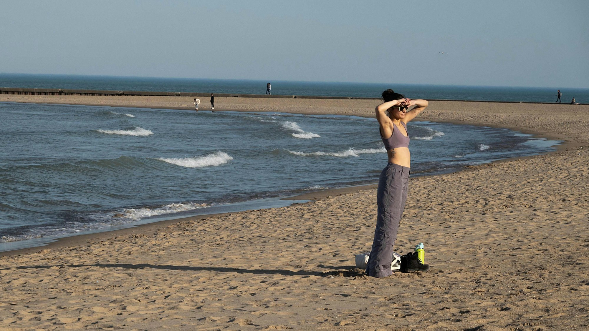 Entspannung am Lake Michigan in Chicago. In den USA herrschen Ende Februar Rekord-Temperaturen.