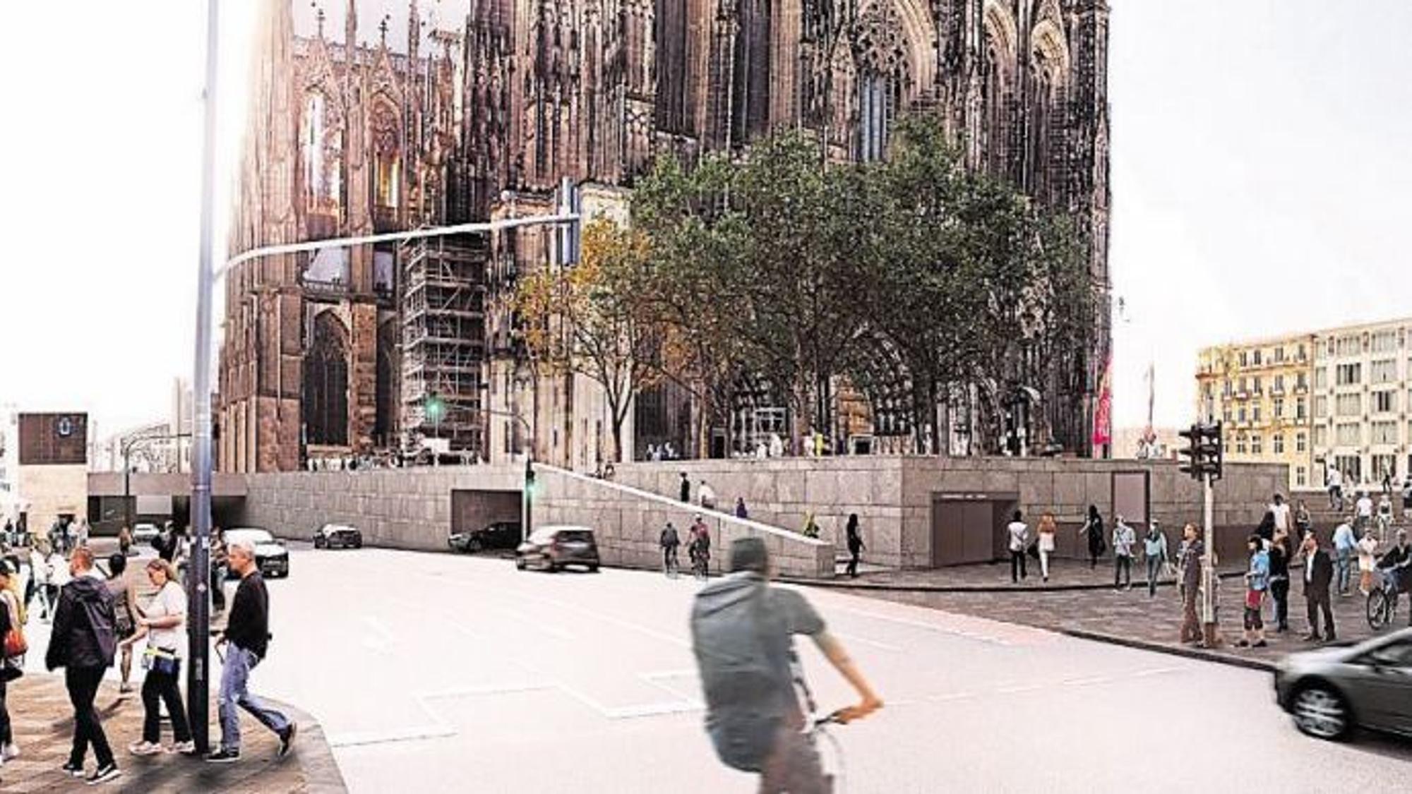 Die Visualisierung zeigt wie der neue Domsockel einmal aussehen soll.