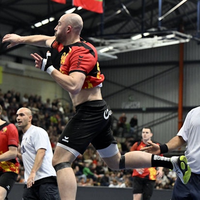 Belgium s Janis Beckers pictured in action during a game between Belgian national team, Nationalteam Red Wolves and Cyprus, Wednesday 10 January 2024, in Hasselt, a Promotion Round game for the EHF Euro 2026 Men s European Championship, EM, Europameisterschaft 2026. ERICxLALMAND PUBLICATIONxNOTxINxBELxFRAxNED x83757223x