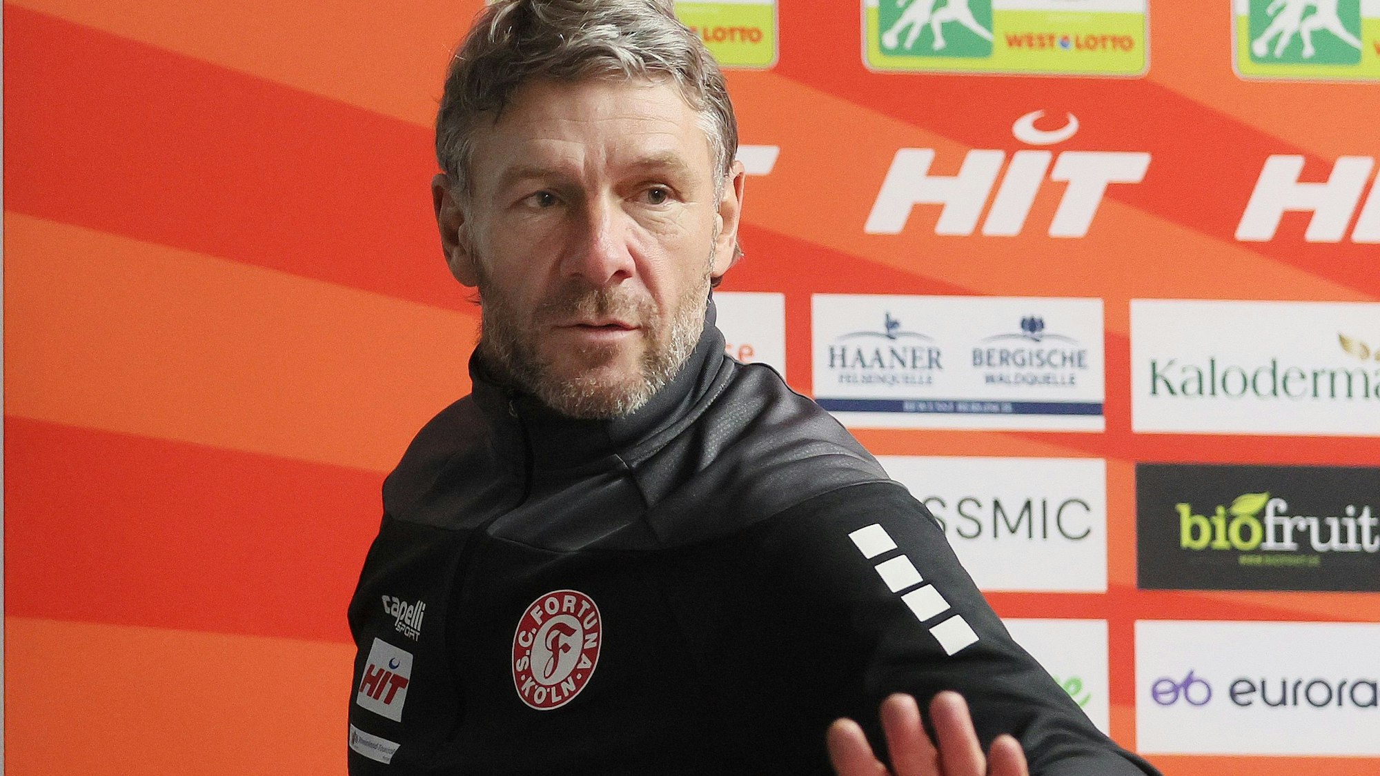 SC Fortuna Köln vs. 1. FC Düren, Mittelrheinpokal, Bitburger Pokal, Pressekonferenz, Trainer Markus von Ahlen, 27.02.2024, Bild: Herbert Bucco