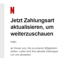 Screenshot einer Phishing-Mail, die vorgibt, von Netflix zu sein