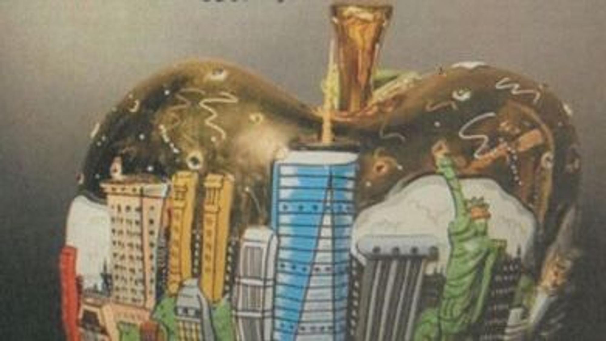 Zu sehen ist das gestohlene Kunstobjekt in Form eines goldenen mit 3-D-Applikationen versehenen Apfels.