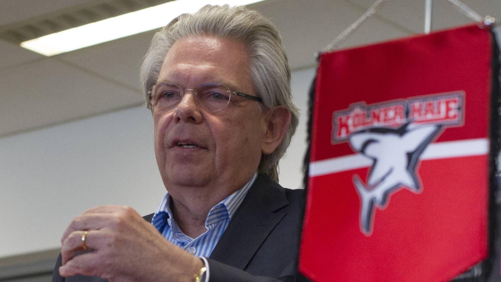 Pressekonferenz Kölner Haie Eishockey KoelnArena 2 Datum: 20.04.2017 Frank Gotthardt
Press conference Cologne Sharks Ice hockey koelnarena 2 date 20 04 2017 Frank Gotthardt