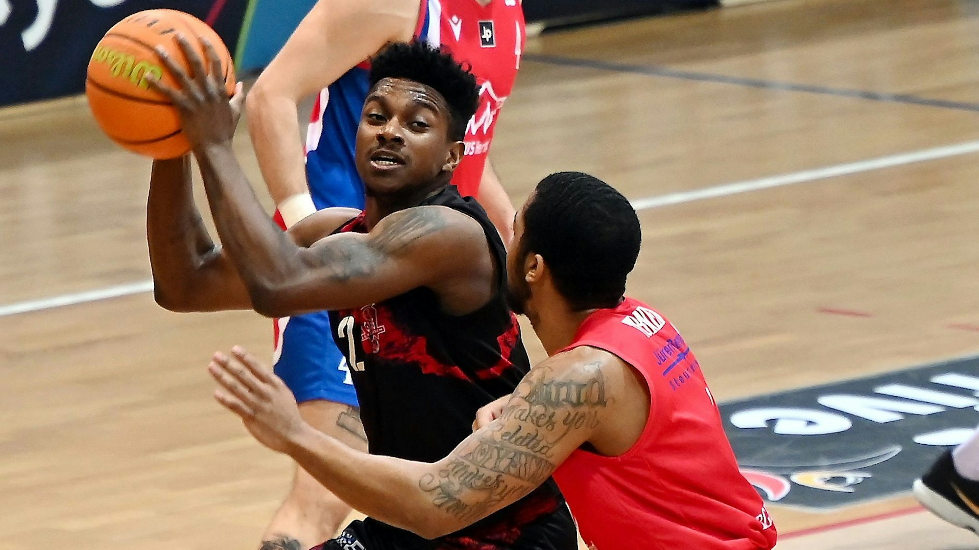 18.02.2024, Basketball-Bayer Giants Leverkusen - Herford
links: Trey McBride (Bayer)
Foto: Uli Herhaus