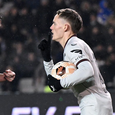 Leverkusens Florian Wirtz bejubelt sein Tor in Baku.