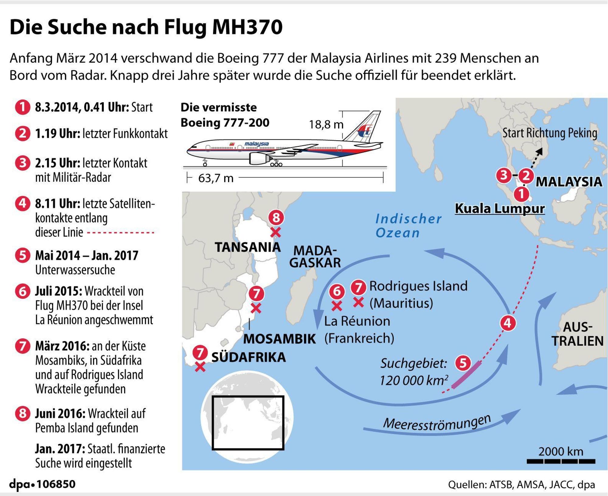 Die Grafik zeigt das riesige Suchgebiet