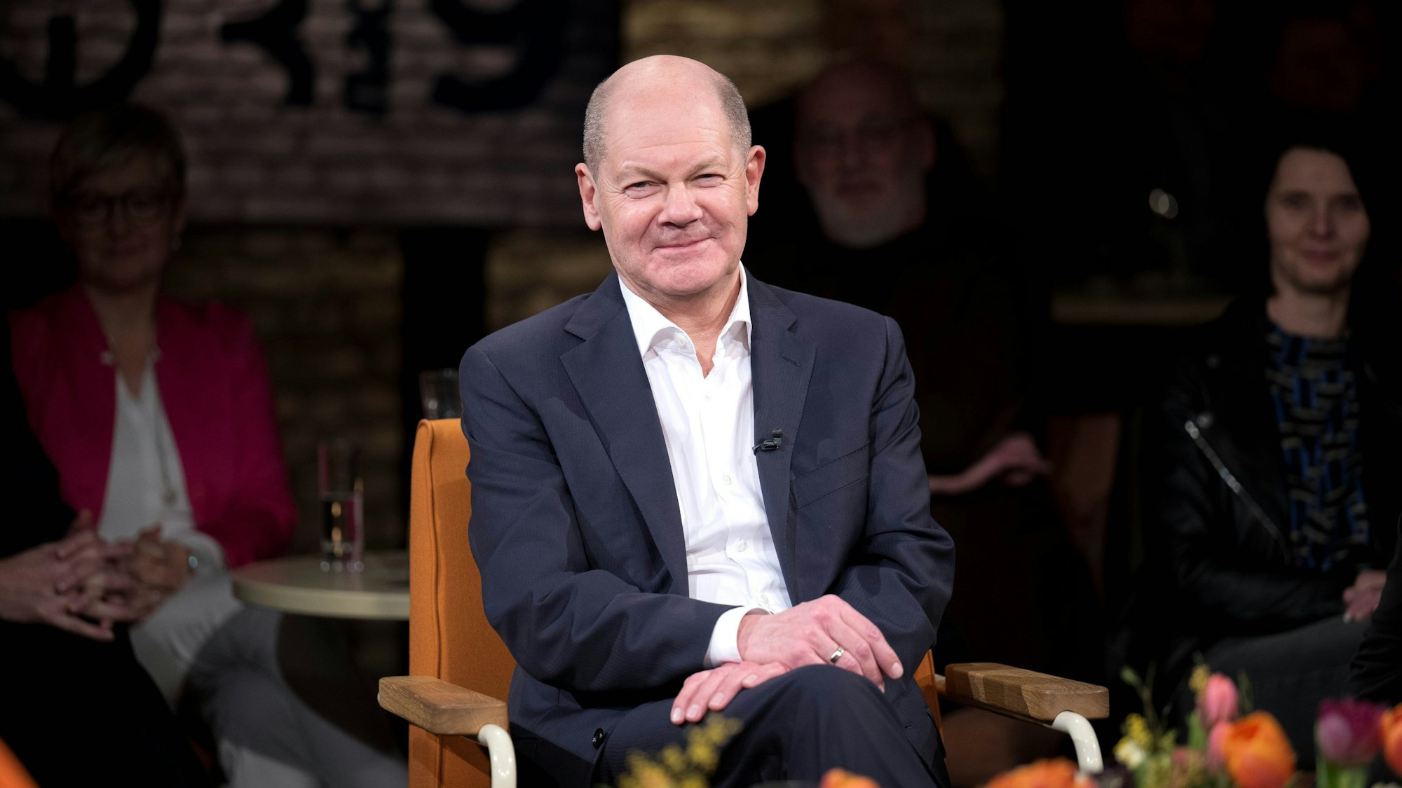 Olaf Scholz bei der Aufzeichnung der Radio-Bremen-Talkshow „3nach9“. Die Sendung wird am 8. März ausgestrahlt.