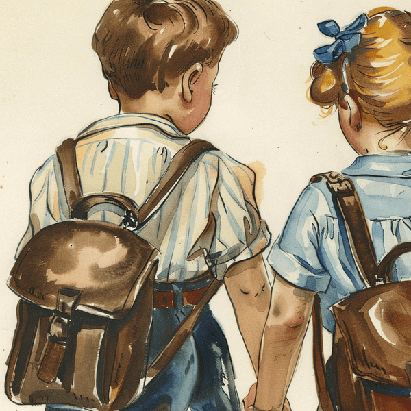 ILLUSTRATION: Kinder mit Tornistern