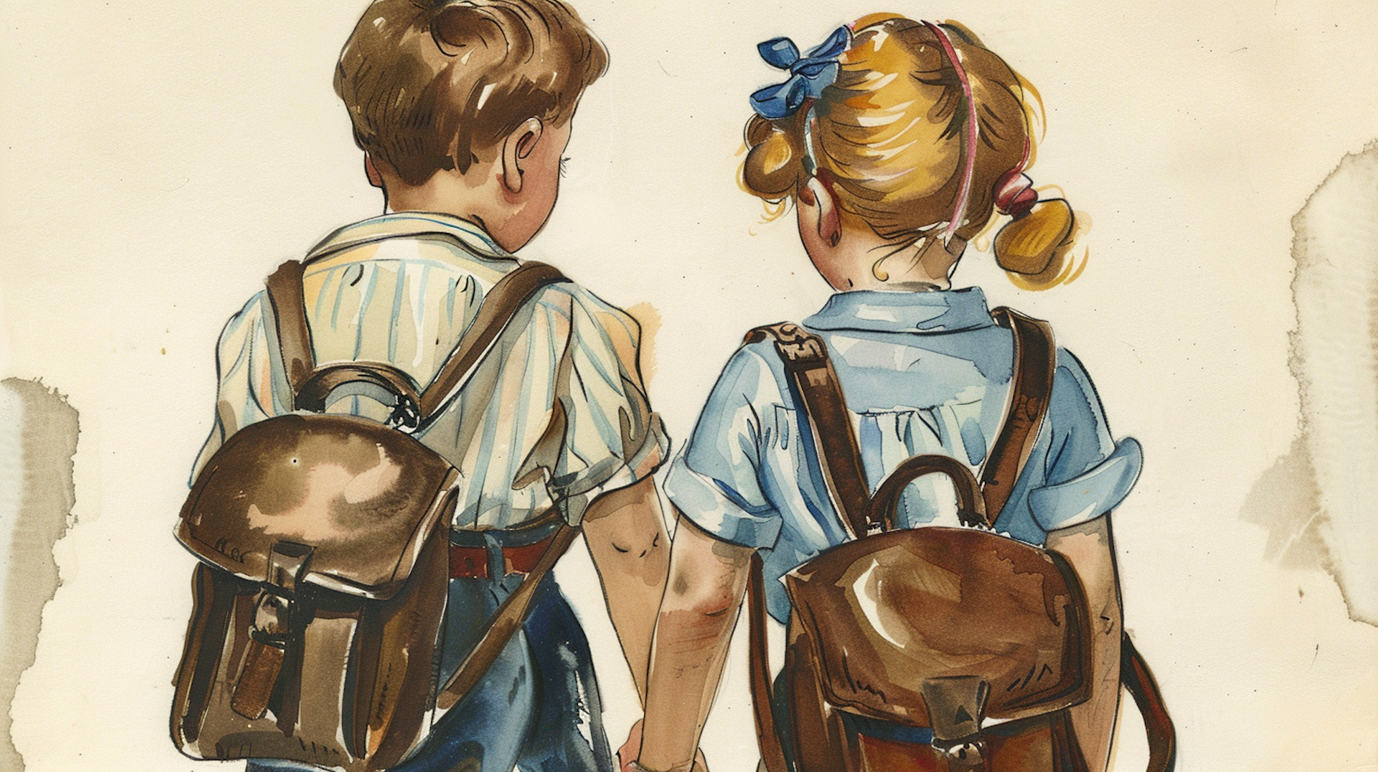 ILLUSTRATION: Kinder mit Tornistern